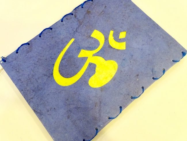 Dark Blue & Yellow Holy OM Hanging Rectangle Lampshade