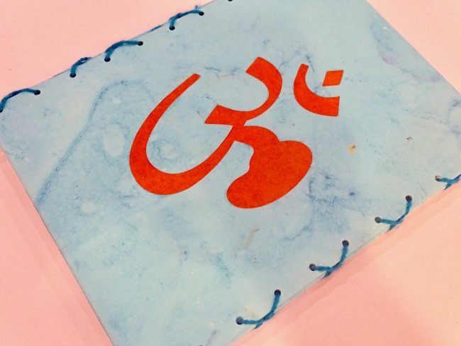 Sky Blue & Coral Holy OM Hanging Rectangle Lampshade
