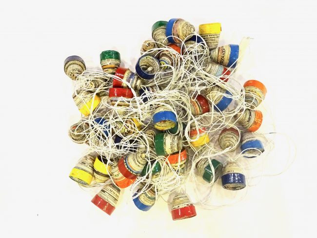 Tribes India Multicolor Newspaper Ladi with 40 Bulb Holder