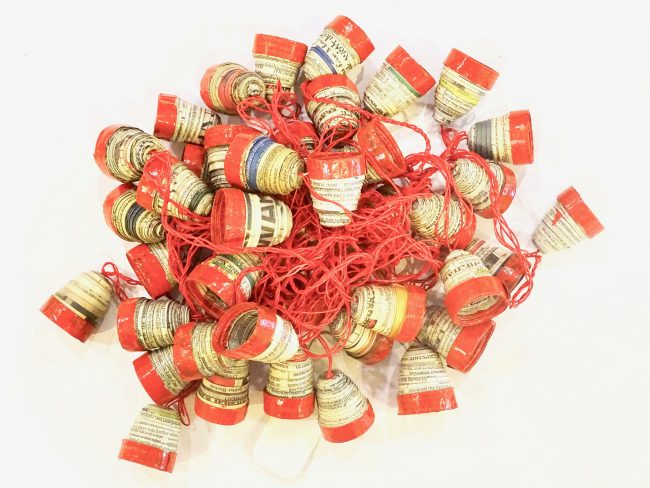 Tribes India Multicolor Newspaper Ladi with 40 Bulb Holder