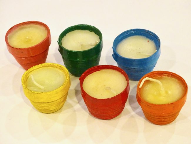 Tribes India Multicolor Newspaper Diya Box with 6 Diyas