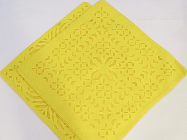 Yellow Applique Cotton Cut Work Cushion Cover - Set of 2