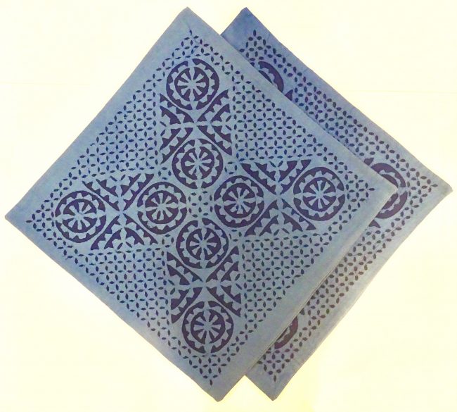 Blue Applique Cotton Cut Work Cushion Cover - Set of 2