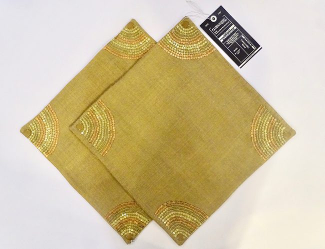Brown Cotton & Silk Sequen Work Cushion Cover - Set of 2