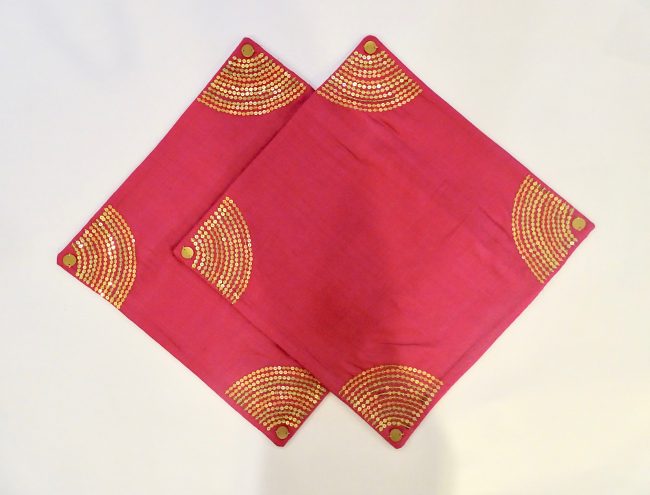 Magenta Cotton & Silk Sequen Work Cushion Cover - Set of 2