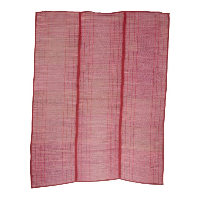 Madhur Grass Red Standard Size Stripe Handmade 3 Fold Mat