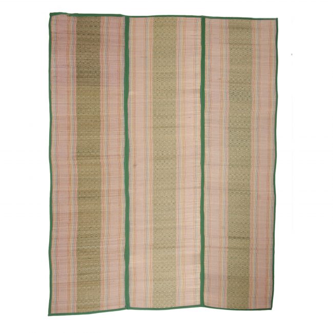 Madhur Grass Handmade Multicolour Standard Size Stripe 3 Fold Mat