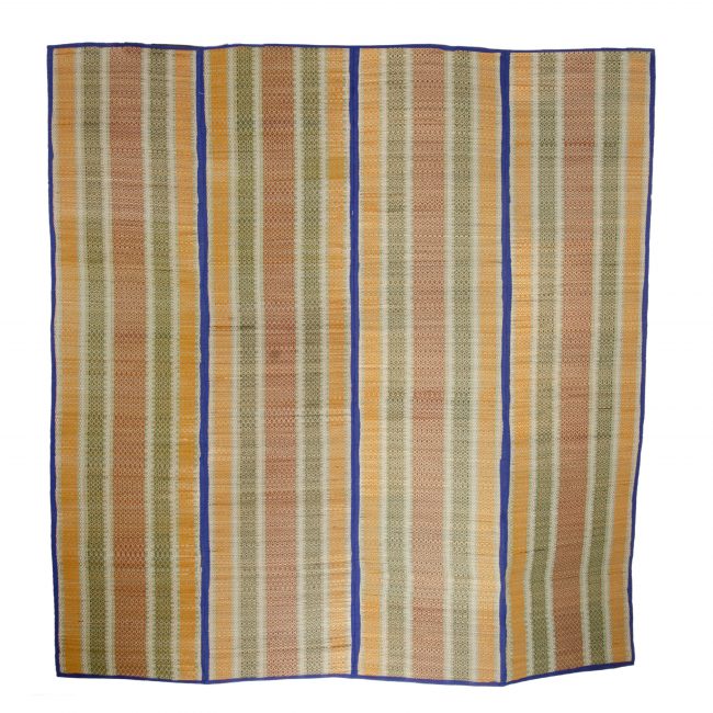 Madhur Grass Handmade Multicolour Standard Size Stripe 4 Fold Mat