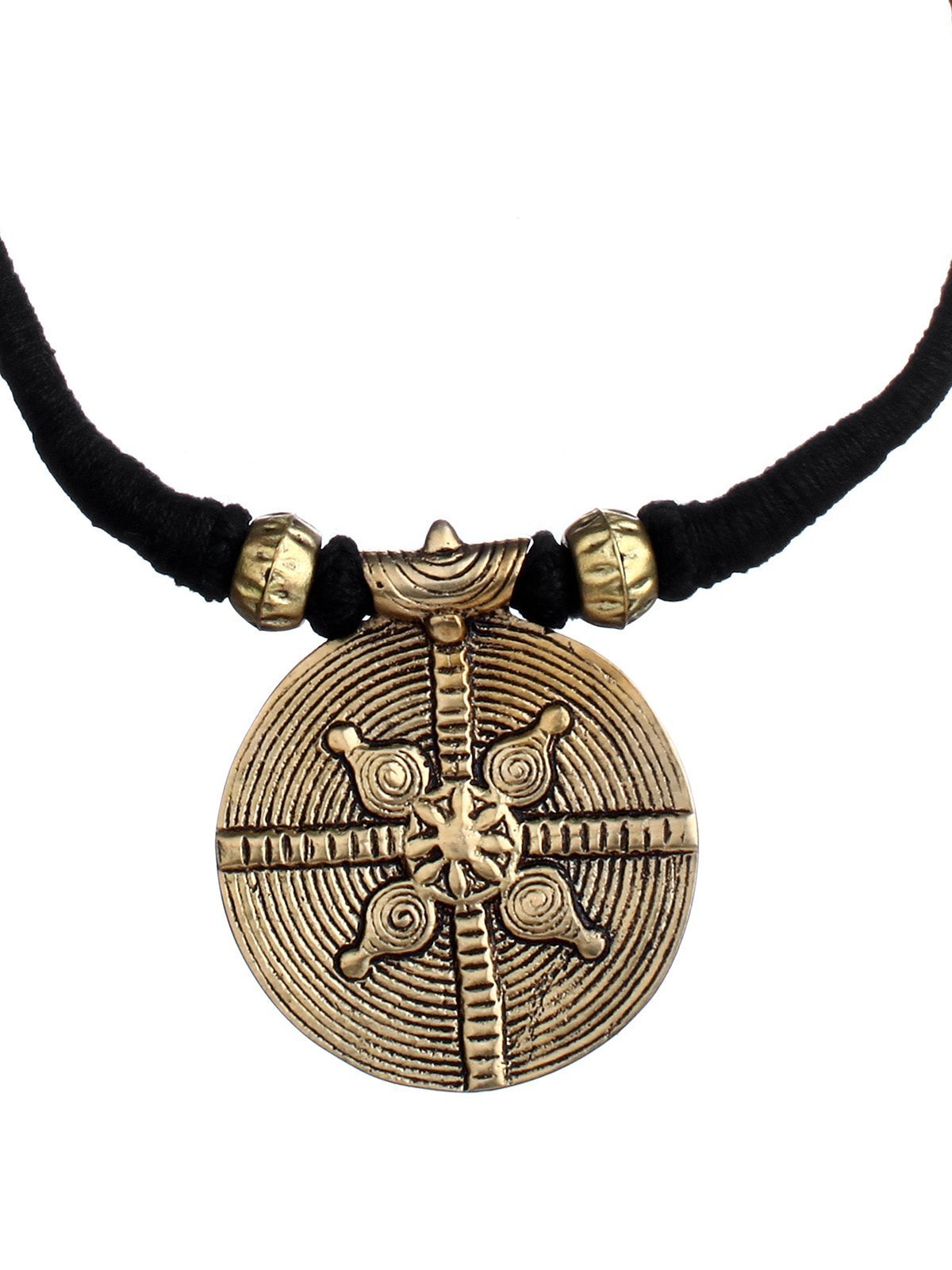 Black Color Brass Studded Necklace