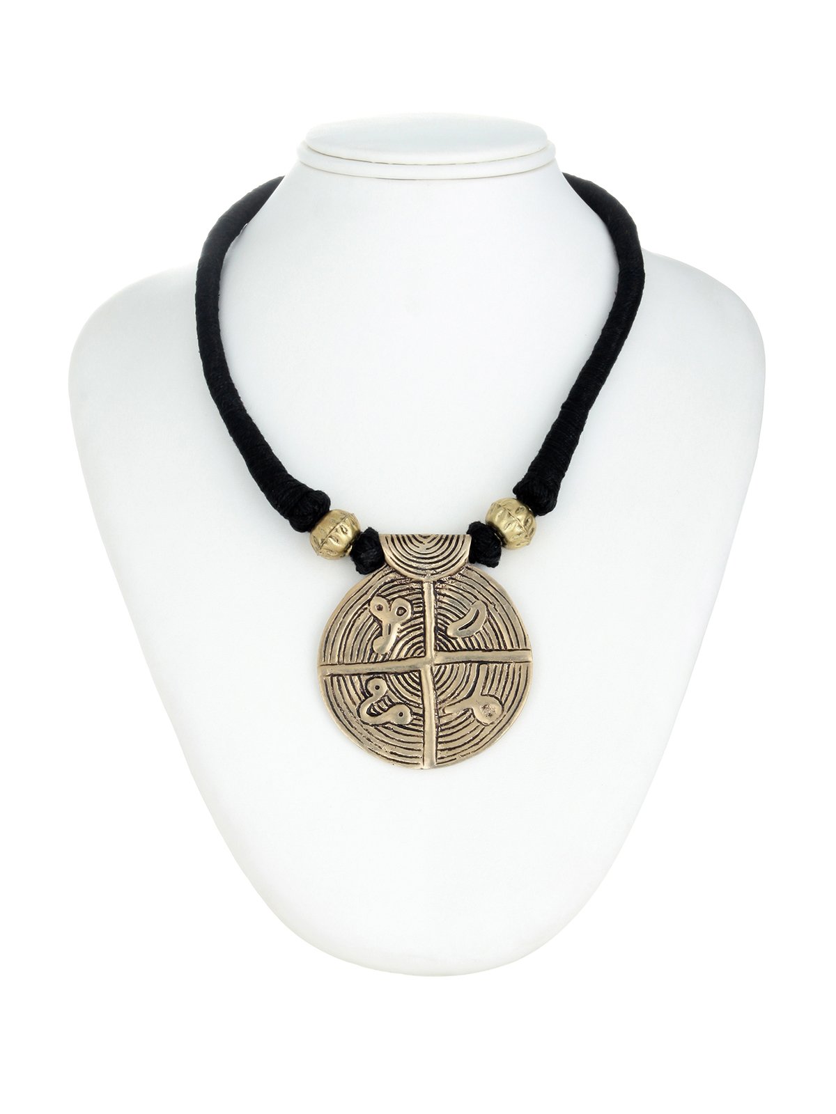 Black Color Brass Studded Necklace