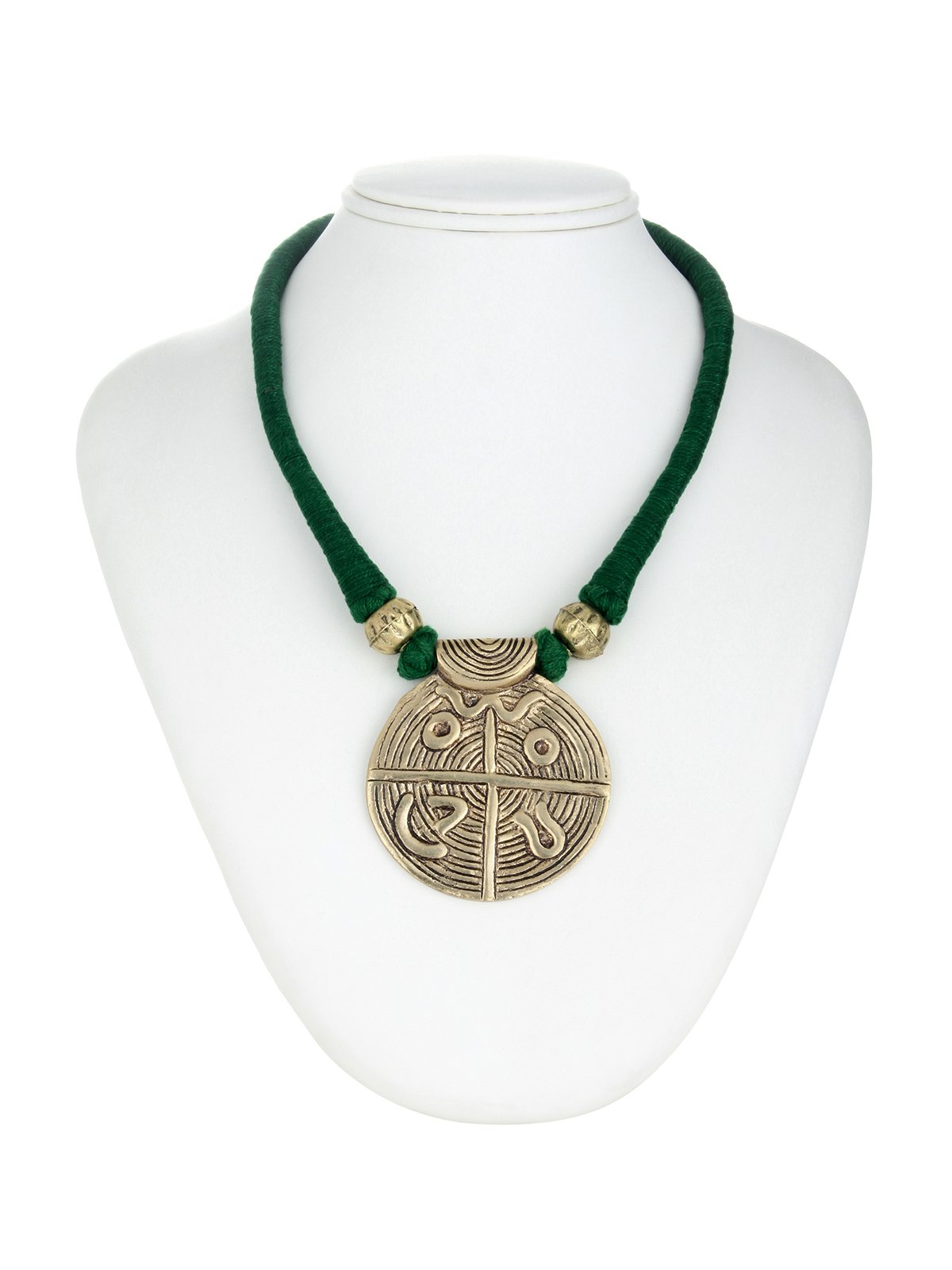 Fashion Tribal Green Brass Studded Necklace