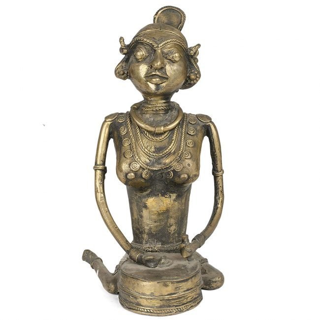 Brass Tribal Lady Working Showpiece