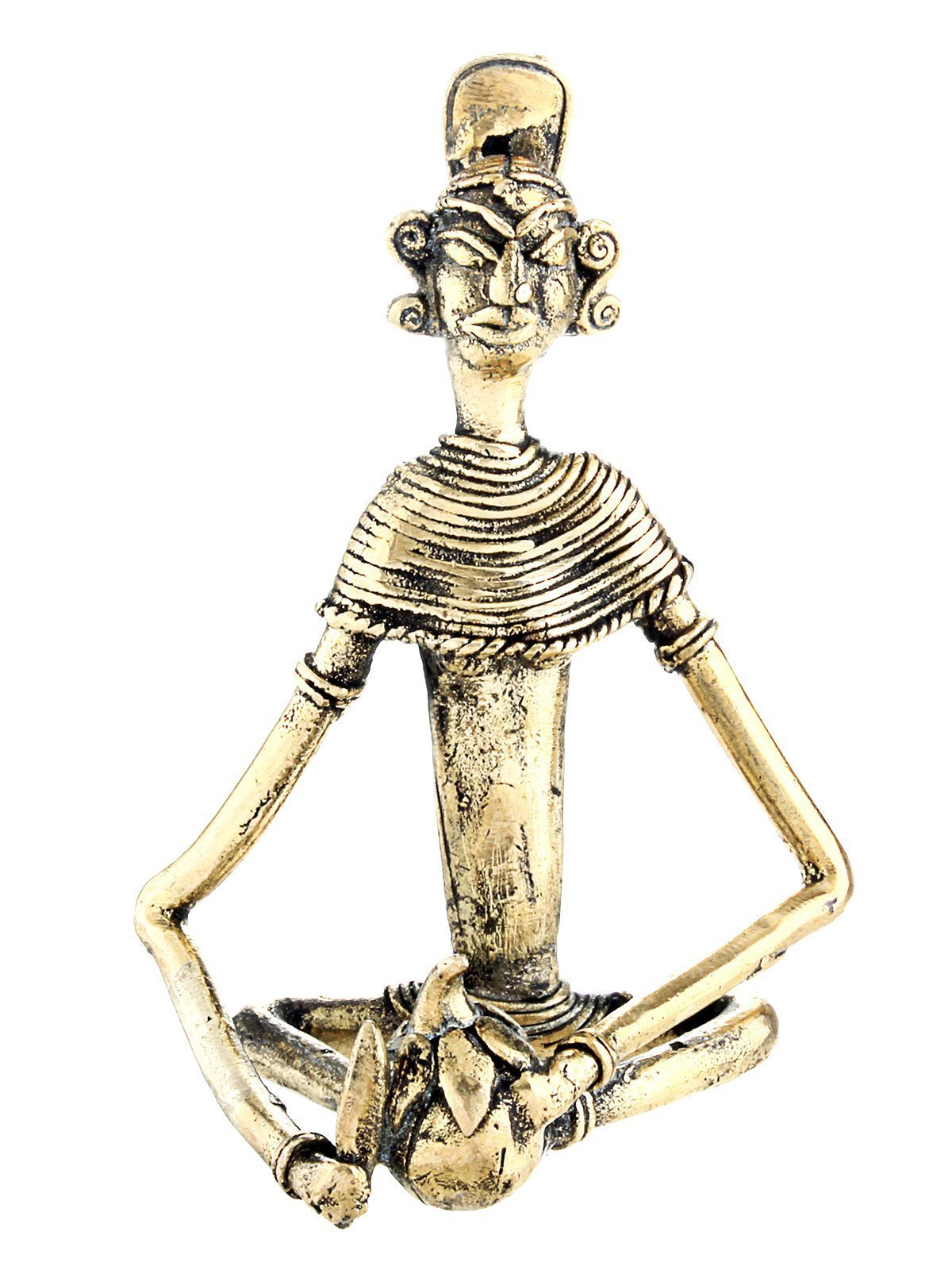Lady Working Yellow Brass Dhokra Art