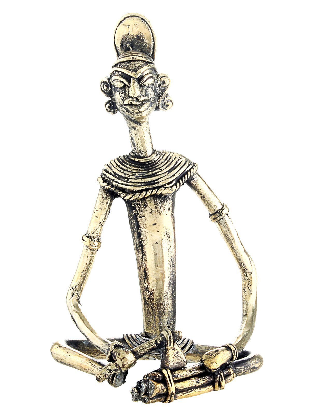 Lady Working Yellow Brass Dhokra Art