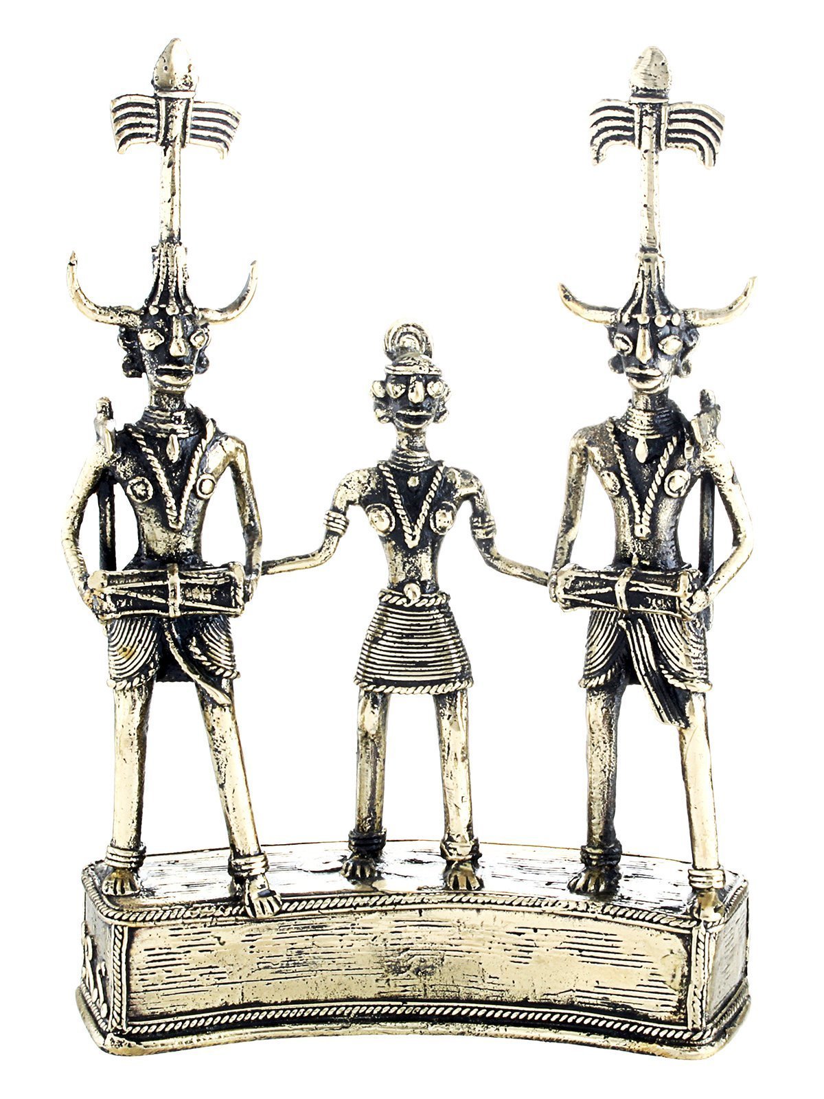 Handcrafted Brass 3 Figure Dancing Statue