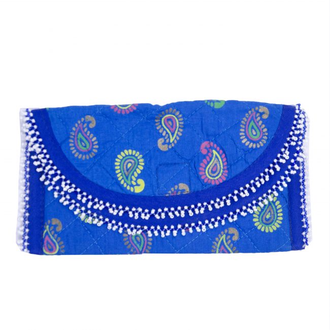 Handcrafted Cotton, Spoange & Jeco Beeds Blue Purse (PVTG)