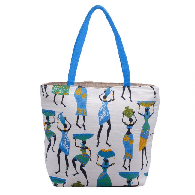 Cotton Fabric White Handwoven Medium Size Bag