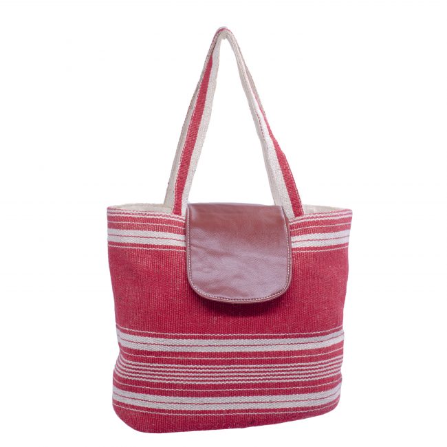 Cotton Fabric Red Handwoven Medium Size Bag