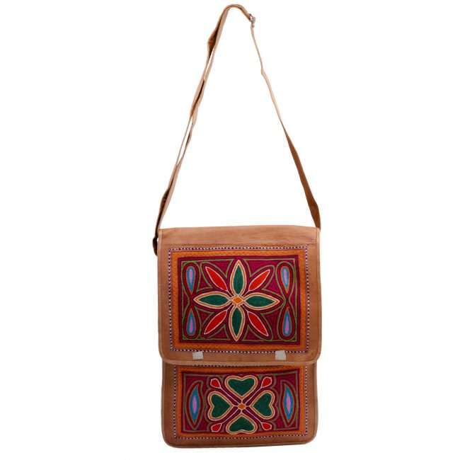 Handmade Brown Leather Sling Side Bag