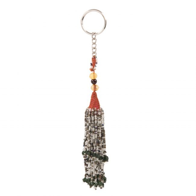 Handcrafted Stainless Steel, Beads and Thread Key Chain