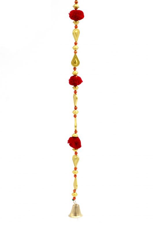 Hand Crafted Red Thread & Metal Decorative Hanging