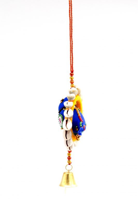 Hand Crafted Blue & Orange Color Silk Thread, Conch, Beeds, Glass, Foam & Metal Hanging Zoomar Kodi