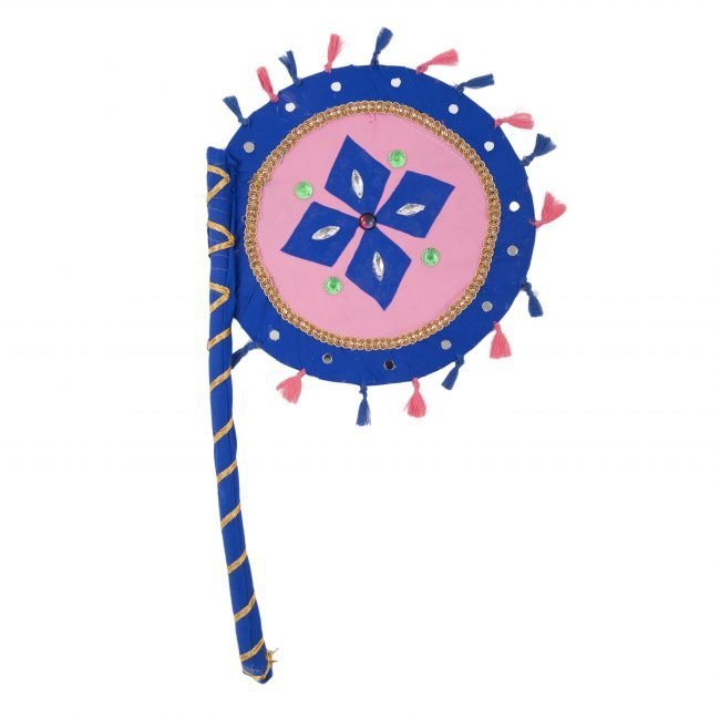 Hand Crafted FAN made from Thread, Fabric, Glass & Wood