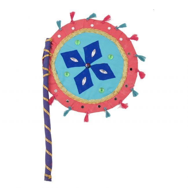 Hand Crafted FAN made from Thread, Fabric, Glass & Wood