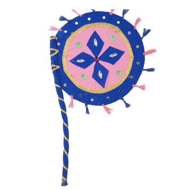 Hand Crafted FAN made from Thread, Fabric, Glass & Wood