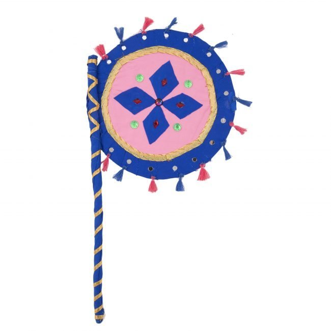 Hand Crafted FAN made from Thread, Fabric, Glass & Wood