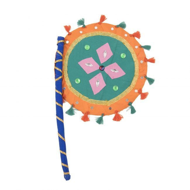 Hand Crafted FAN made from Thread, Fabric, Glass & Wood
