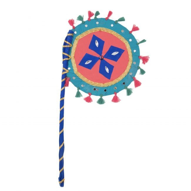 Hand Crafted FAN made from Thread, Fabric, Glass & Wood