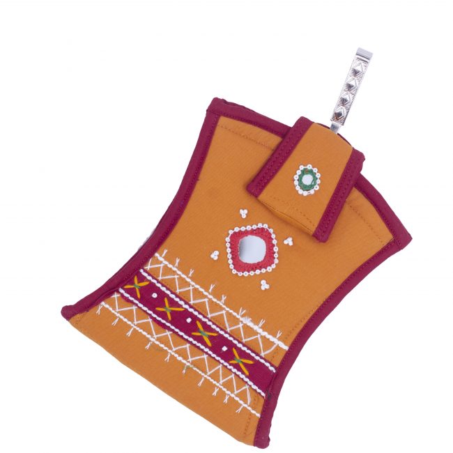 Handcrafted Cotton Yellow Small Mobile Cover