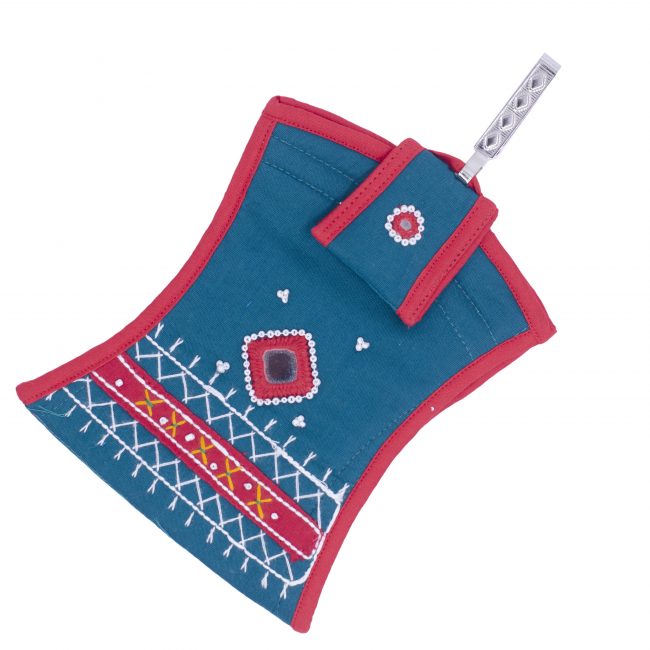 Handcrafted Cotton Blue Small Mobile Cover