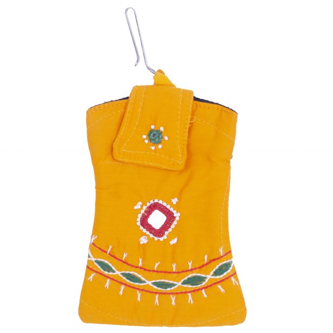 Handcrafted Cotton Yellow Small Mobile Cover