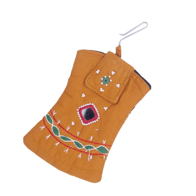 Handcrafted Cotton Yellow Small Mobile Cover