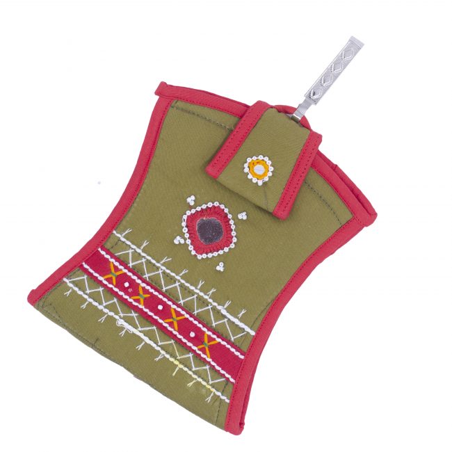 Handcrafted Cotton Green Small Mobile Cover
