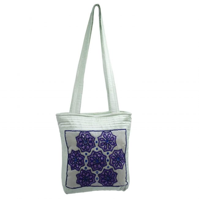 Cotton Fabric Multicolor Handwoven Medium Size Flower Bag