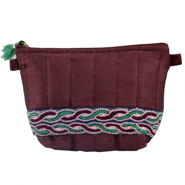 Handcrafted Coffee & Green Silk Medicine Pouch