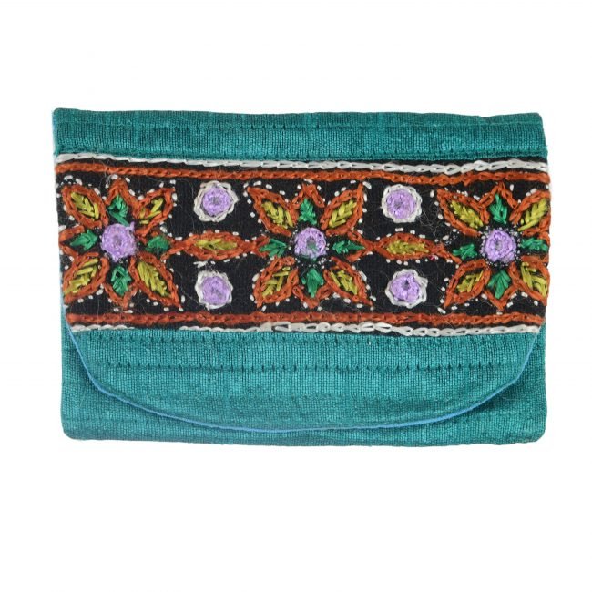 Handcrafted Peacock Green & Light Brown Silk Batwa