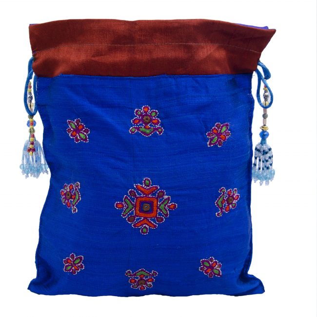 Handcrafted Cotton Blue Large Purse