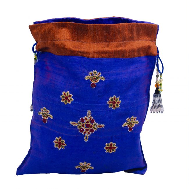 Handcrafted Cotton Blue Large Purse
