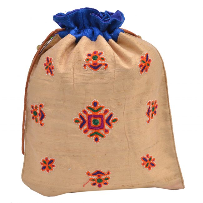 Peach Synthetic Handmade Purse