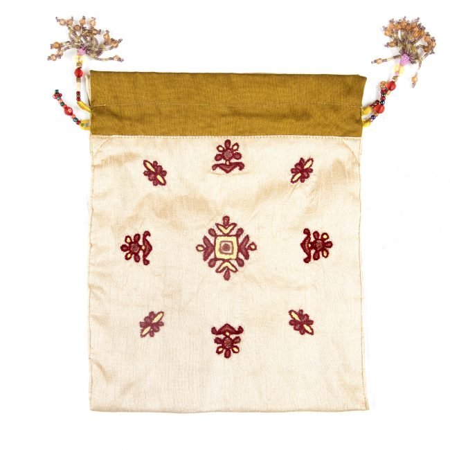Handcrafted Ivory & Purple Silk Purse