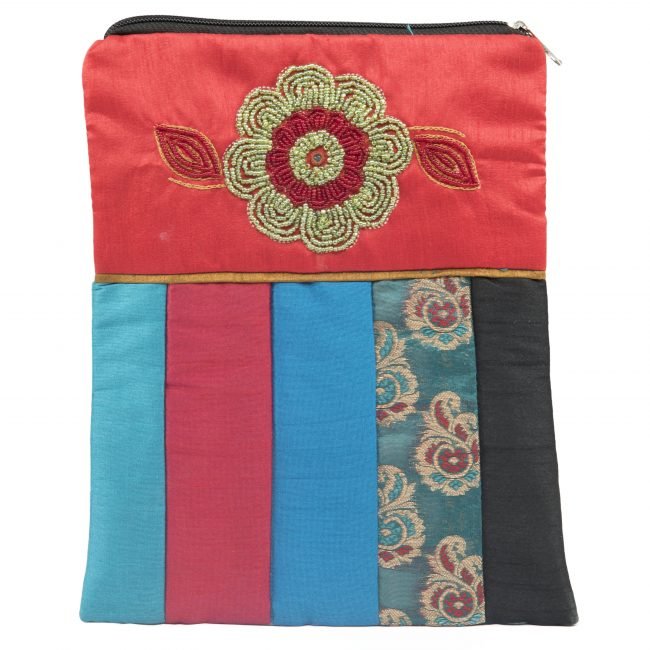 Handcrafted Green & Red Silk Pouch