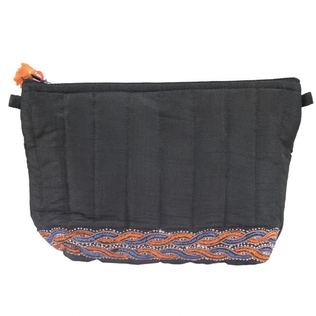 Handcrafted Black & Blue Silk Pouch Set of 6