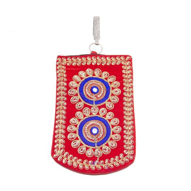 Multicolor Cotton, Mirror, Zari, Metal & Velvet Mobile Cover