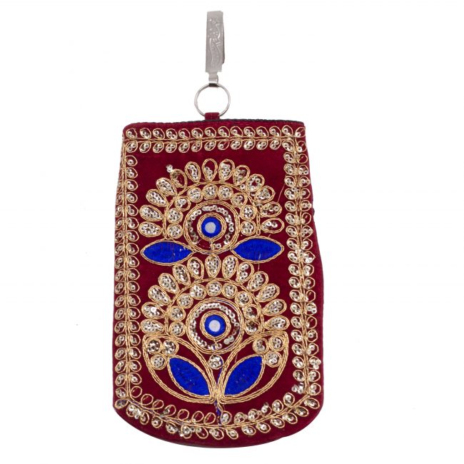 Multicolor Cotton, Mirror, Zari, Metal & Velvet Mobile Cover