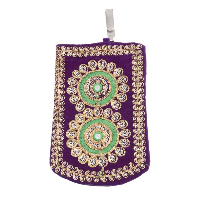 Multicolor Cotton, Mirror, Zari, Metal & Velvet Mobile Cover