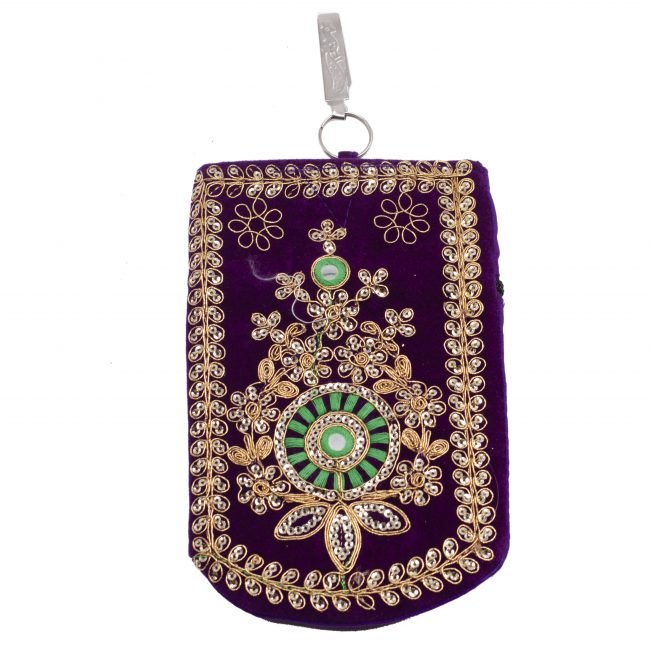 Multicolor Cotton, Mirror, Zari, Metal & Velvet Mobile Cover